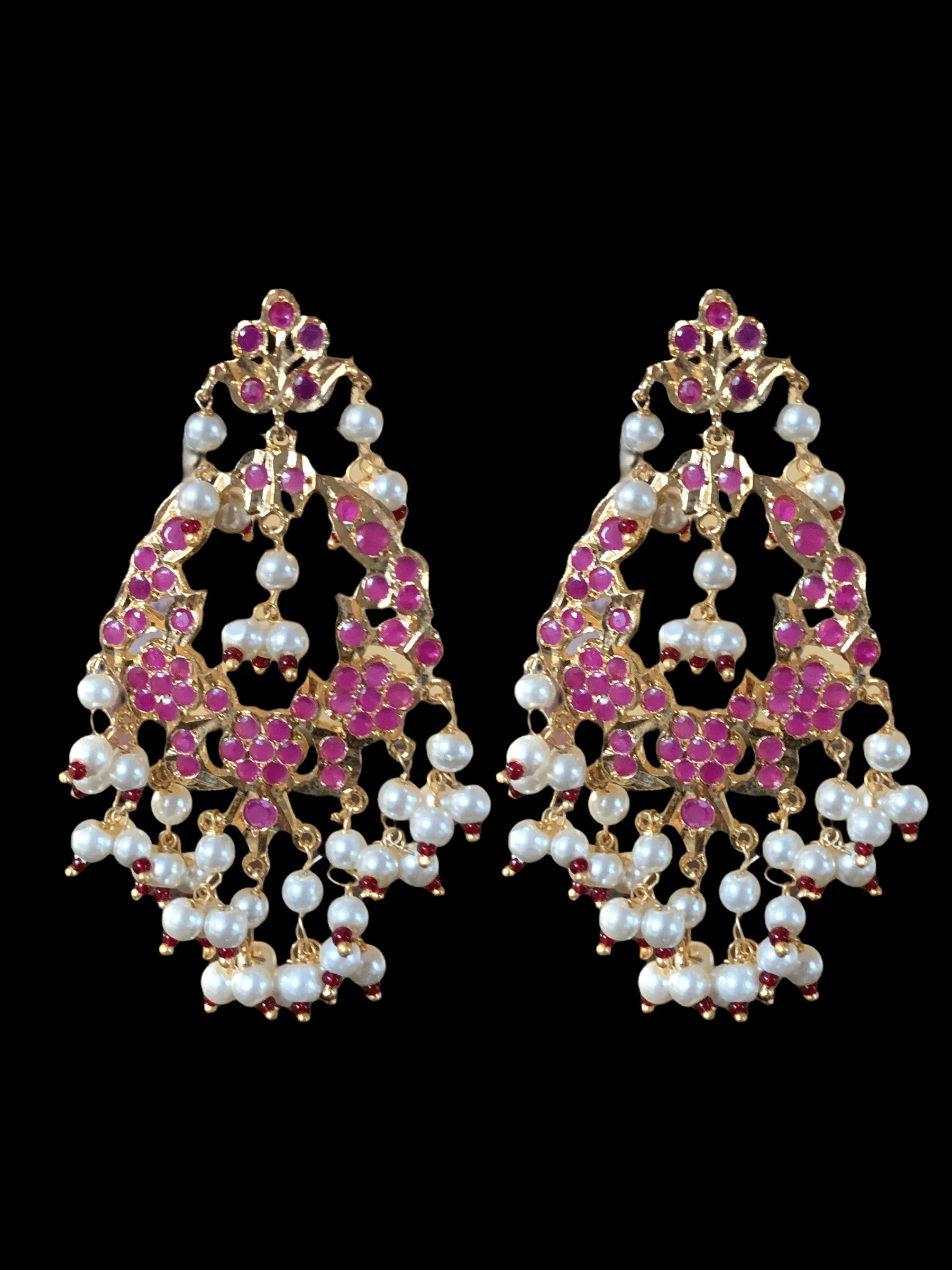 DJET1 Madhuri earrings tika set in ruby ( SHIPS IN 4 WEEKS )