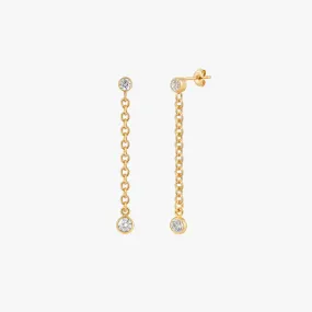 Double Bezel Drop Chain Earrings