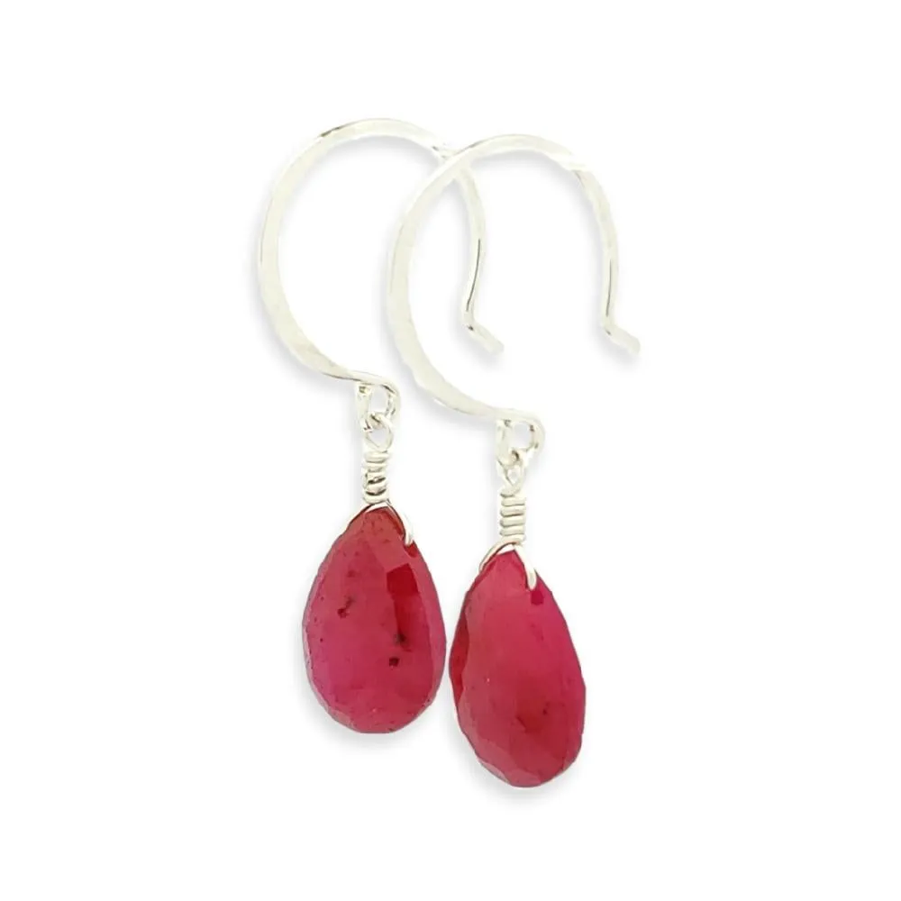 Earrings - Sookie Ruby Gemstone Drops Sterling by Foamy Wader