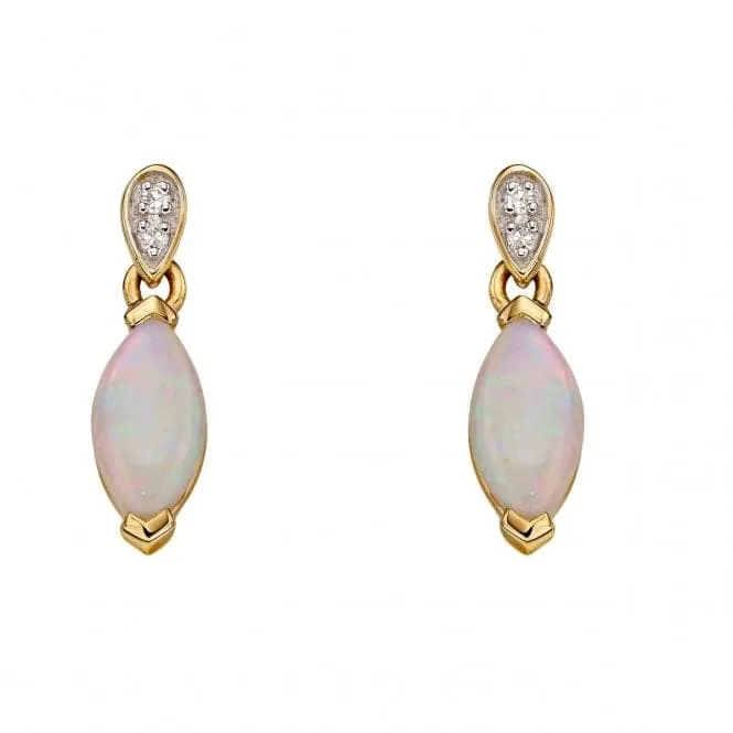 Elements Gold Yellow Gold And Opal Marquise Earrings GE2227W