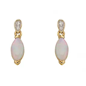 Elements Gold Yellow Gold And Opal Marquise Earrings GE2227W