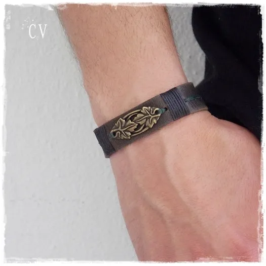 Elven Leather Bracelet with Vines