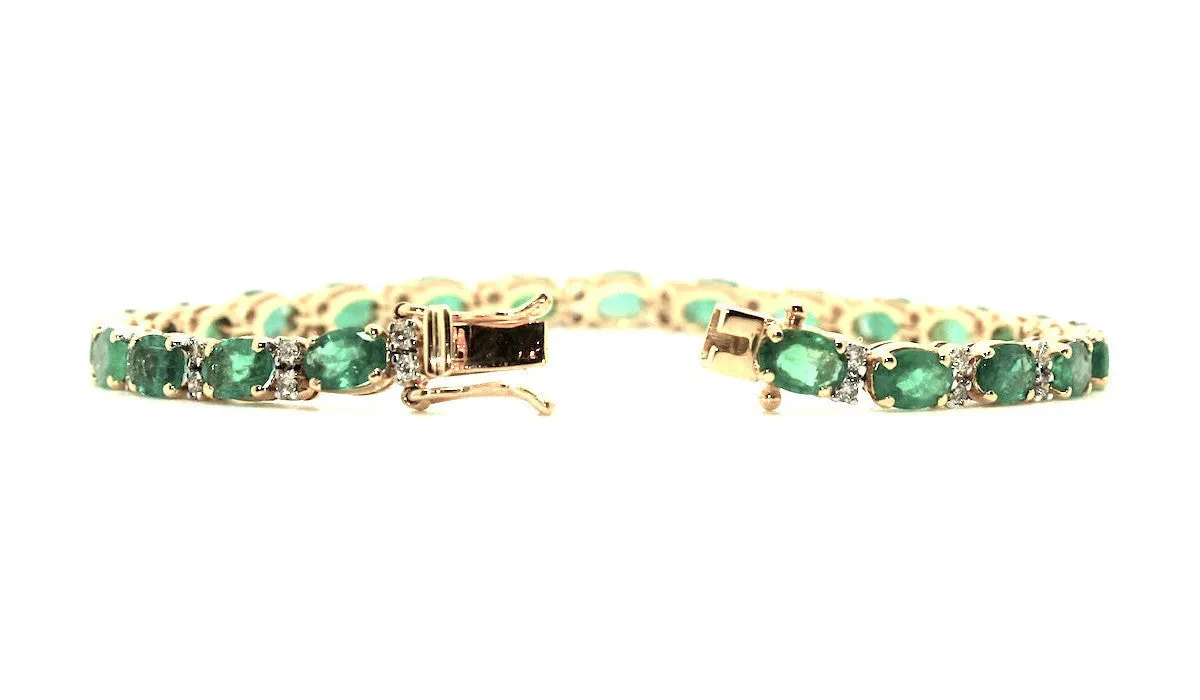 Emerald And Diamond Tennis Bracelet Ad No.1114