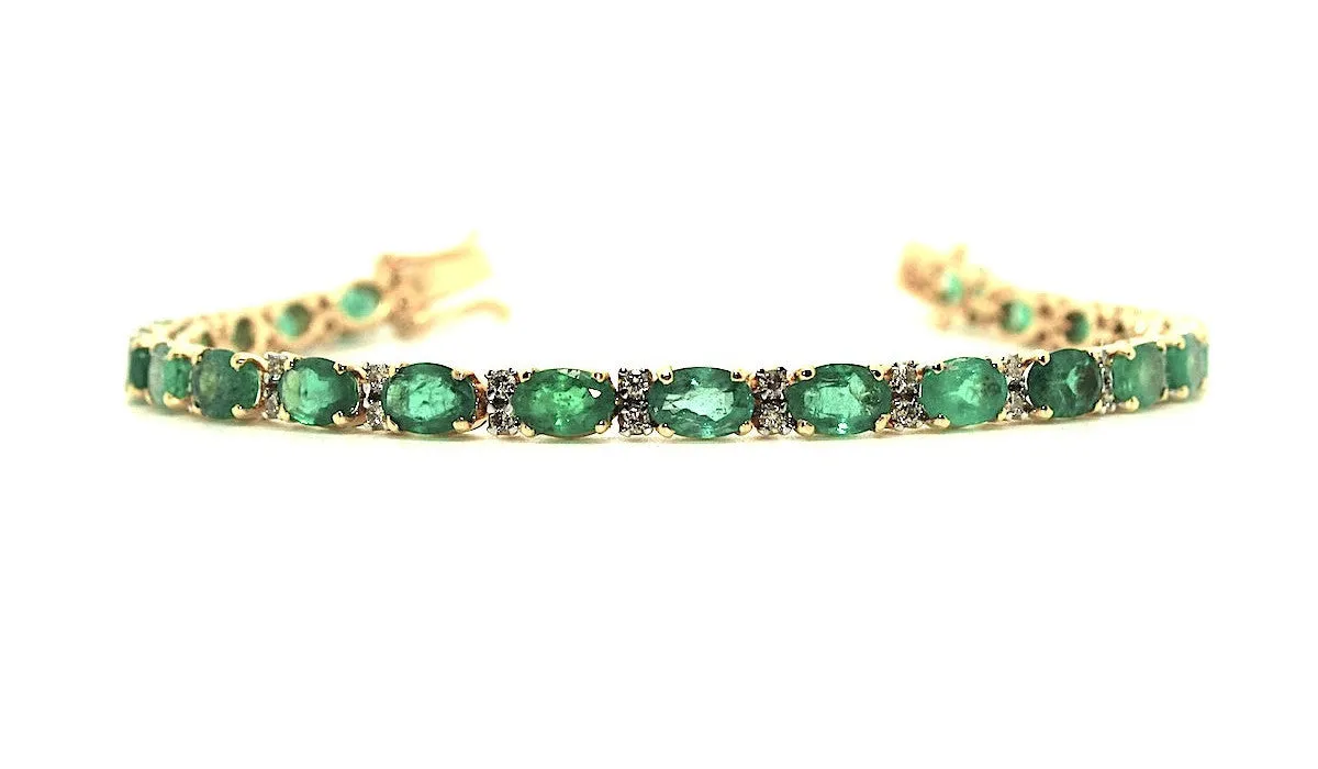 Emerald And Diamond Tennis Bracelet Ad No.1114