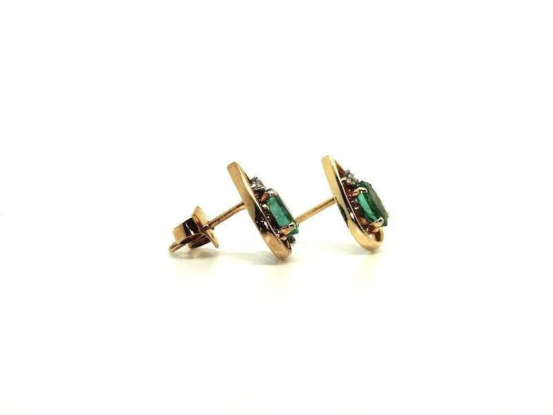 Emerald And Diamond Wire Drop Stud Ad No.029 (6/8mm)