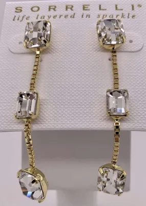 Emerald Cut Triple Dangle Earrings