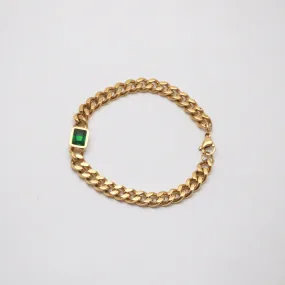 Emerald Gem Curb Chain Bracelet-Preorder