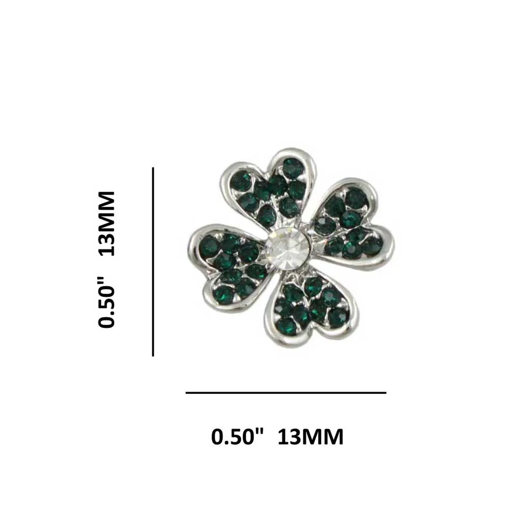 Emerald Green Crystal 4 Leaf Clover Pierced Earring - BTS603E