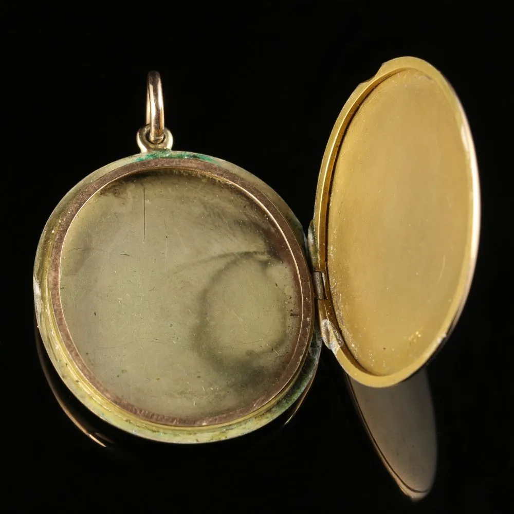 Enamel Gold Locket Collectable The Four Vices Cards Gambling Women Sport