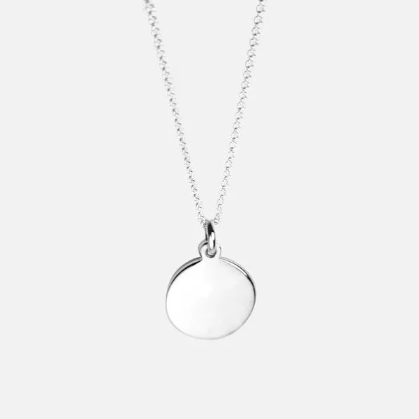 Engrave Sterling Silver Round Disc Charm Necklace