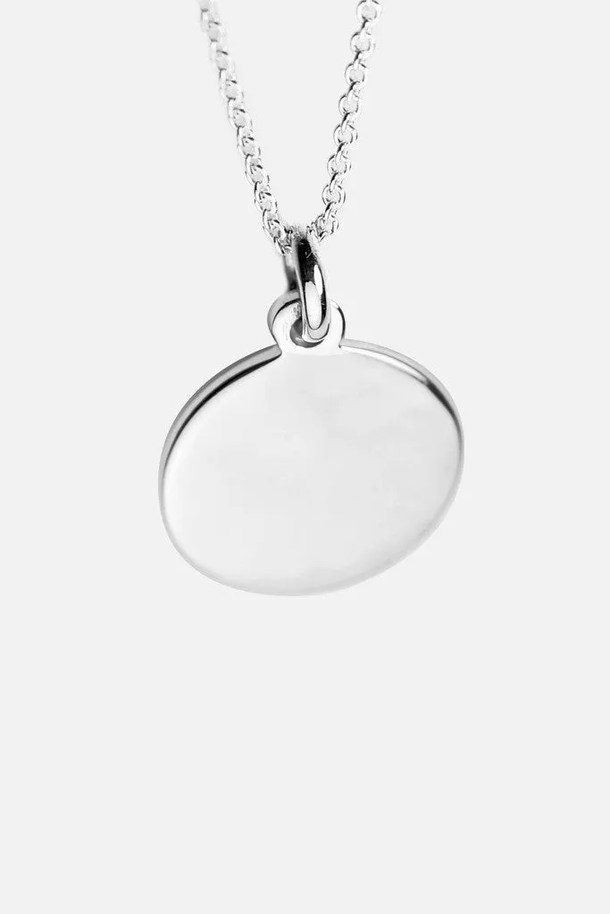 Engrave Sterling Silver Round Disc Charm Necklace