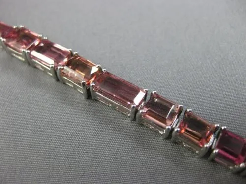 ESTATE WIDE 23.20CT AAA PINK TOURMALINE 18KT WHITE GOLD CLASSIC TENNIS BRACELET