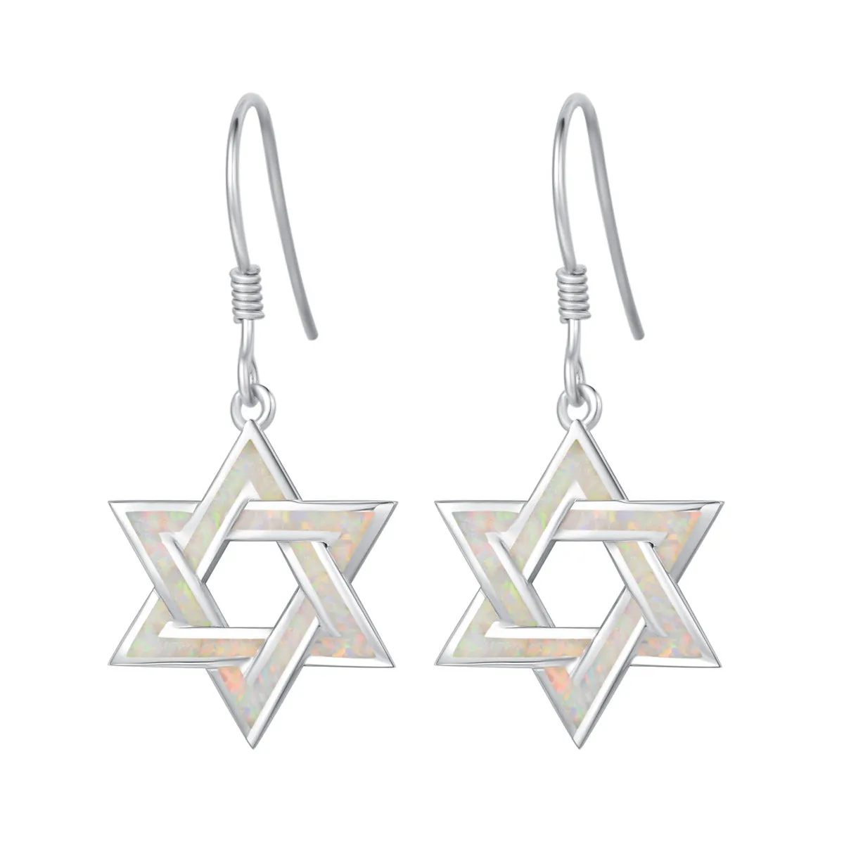 FANCIME "Opal Star of Heritage" Opal Drop Hoop Sterling Silver earrings