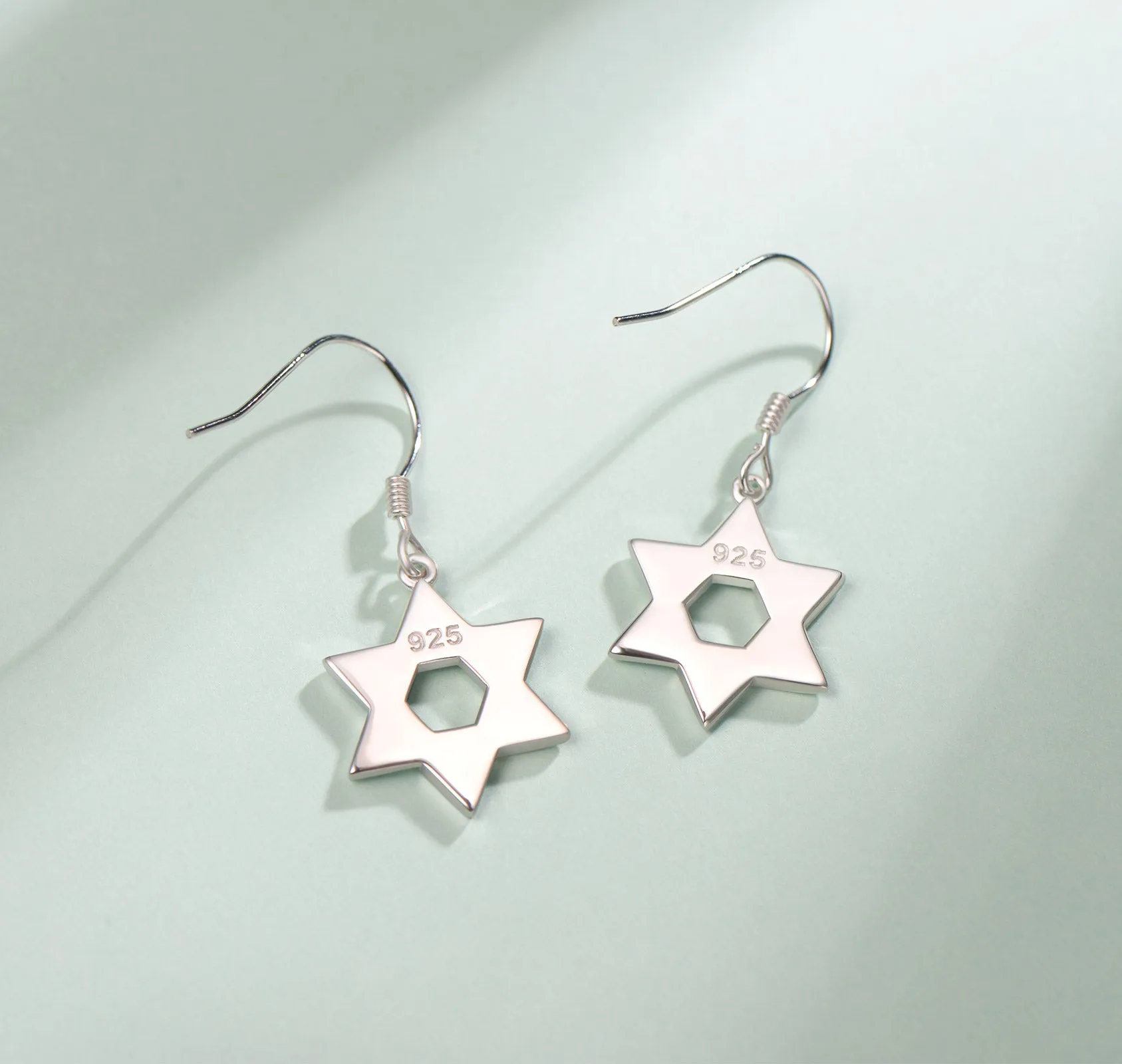 FANCIME "Opal Star of Heritage" Opal Drop Hoop Sterling Silver earrings