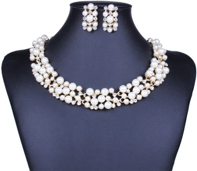 Fashion Simulated Pearl and Crystal Jewelry Sets for Brides or Any Occasion