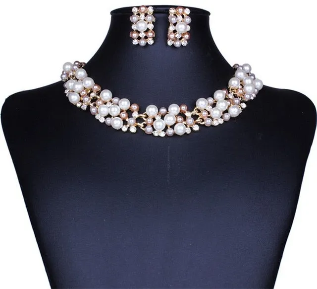 Fashion Simulated Pearl and Crystal Jewelry Sets for Brides or Any Occasion