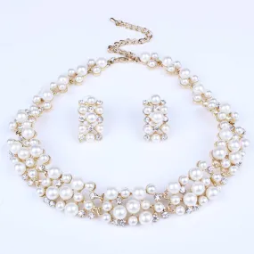 Fashion Simulated Pearl and Crystal Jewelry Sets for Brides or Any Occasion