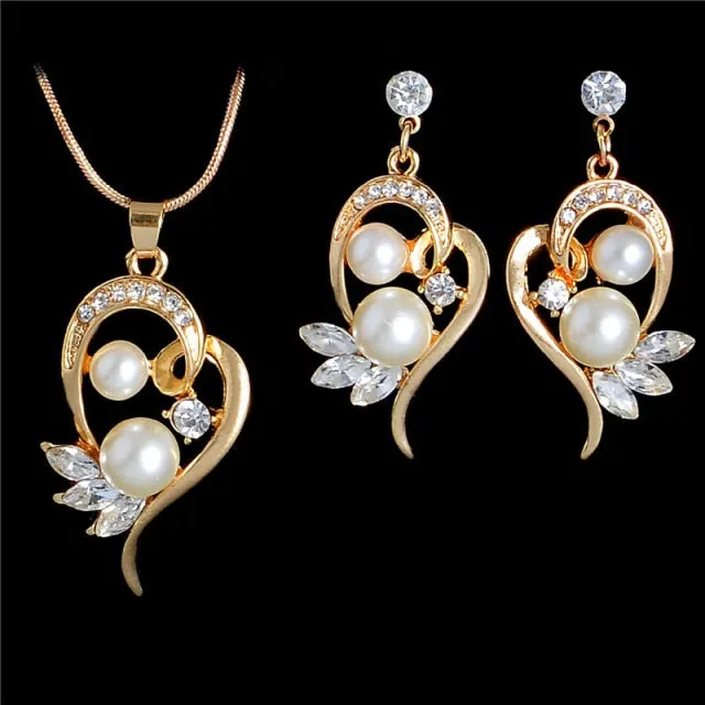 Fashion Simulated Pearl and Crystal Jewelry Sets for Brides or Any Occasion