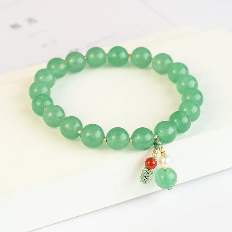 Fortune's Favor Chrysoprase Crystal Beaded Bracelet - Sterling Silver