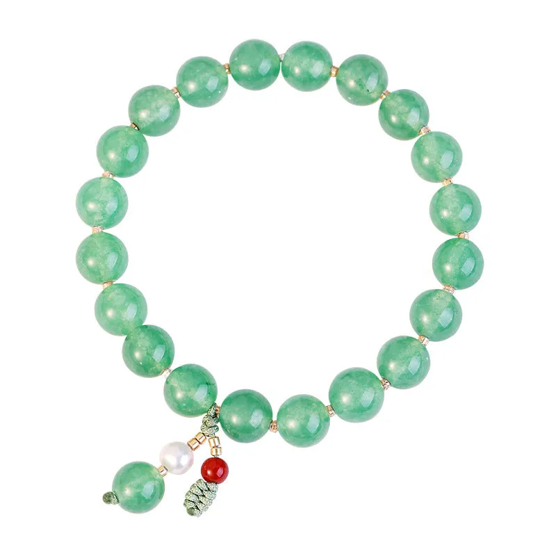 Fortune's Favor Chrysoprase Crystal Beaded Bracelet - Sterling Silver