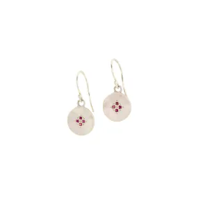 Four Star Wave Earrings with Ruby