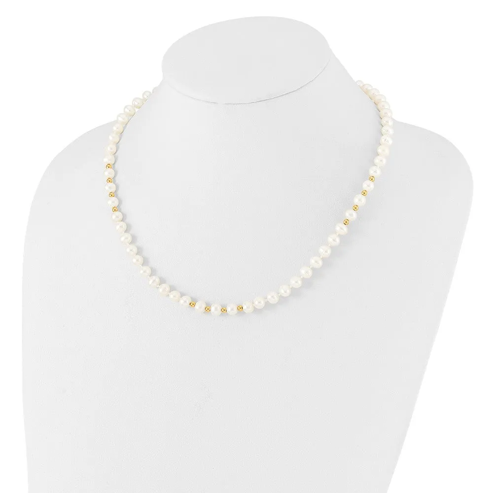 Gold 6-7mm White FW Cultured Pearl 18in. Necklace 7.25 Bracelet Earring Set - Model XF500SET