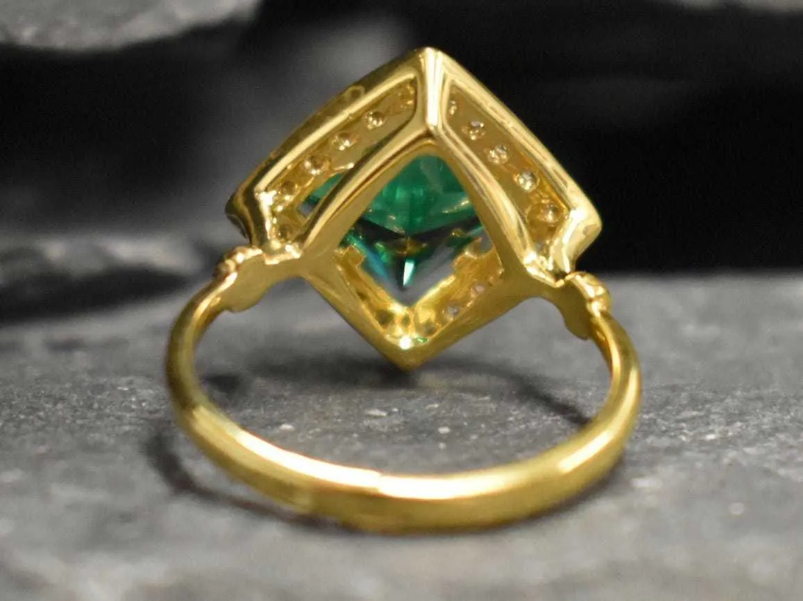 Gold Emerald Ring - Emerald Engagement Ring, Gold Emerald Vintage Ring