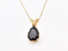 Gold Teardrop Pendant - Natural Onyx Necklace, Large Statement Pendant