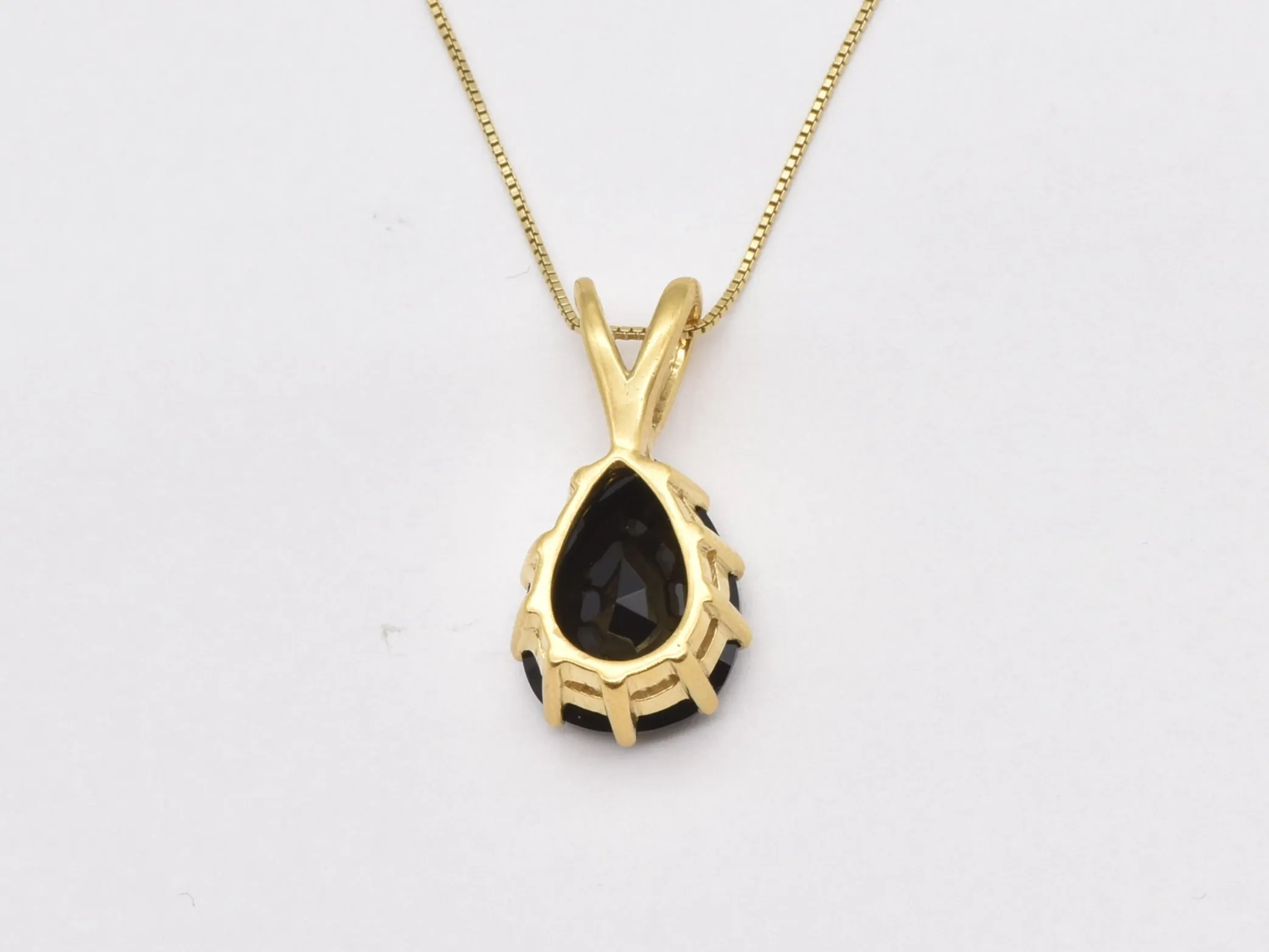 Gold Teardrop Pendant - Natural Onyx Necklace, Large Statement Pendant