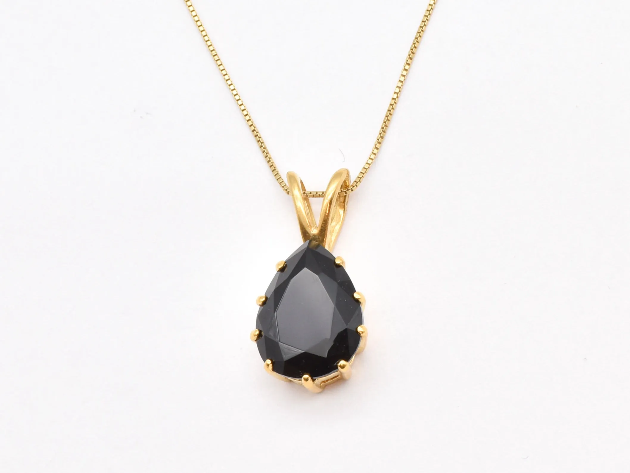 Gold Teardrop Pendant - Natural Onyx Necklace, Large Statement Pendant