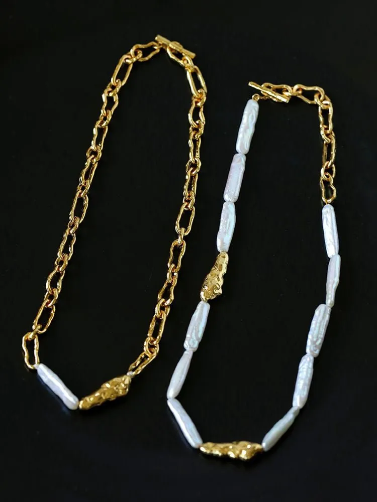 Golden Harmony Baroque Pearl Collar Necklace