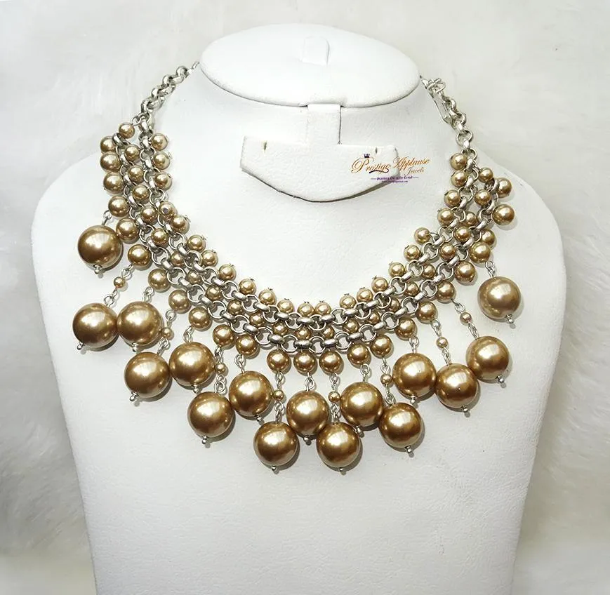 Golden Pearl Party Wedding Necklace Jewellery Great as Gift