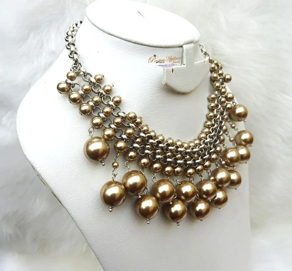 Golden Pearl Party Wedding Necklace Jewellery Great as Gift