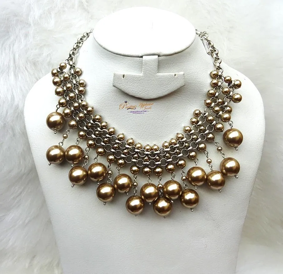 Golden Pearl Party Wedding Necklace Jewellery Great as Gift