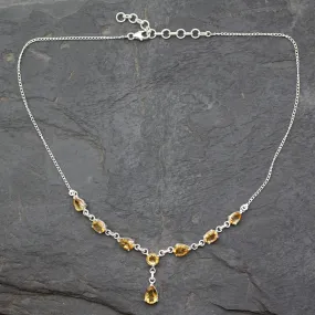 Golden Princess Fair Trade Handmade Citrine and 925 Silver Y Necklace