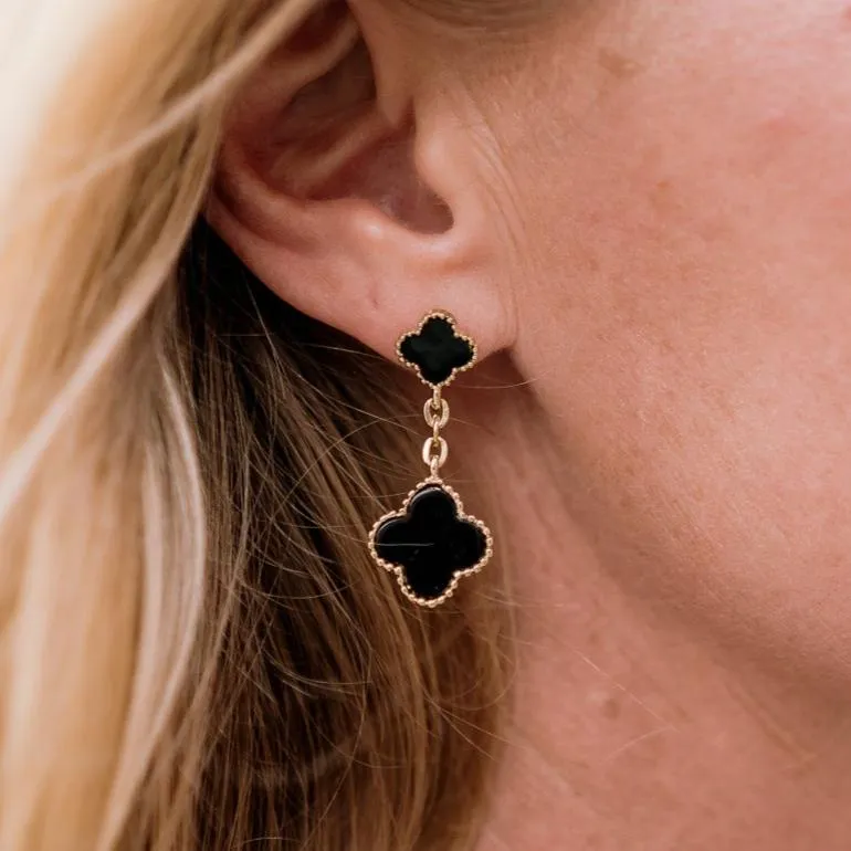 Good Luck Babe Quatrefoil Dangle Earrings