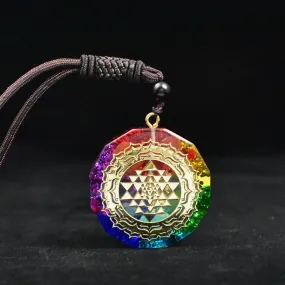 Handmade 7 Chakra Stone Sri Yantra 'ENERGY' ORGONITE Necklace