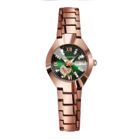 Heart-Shaped Diamond Double Calendar Women's Waterproof Quartz Watch