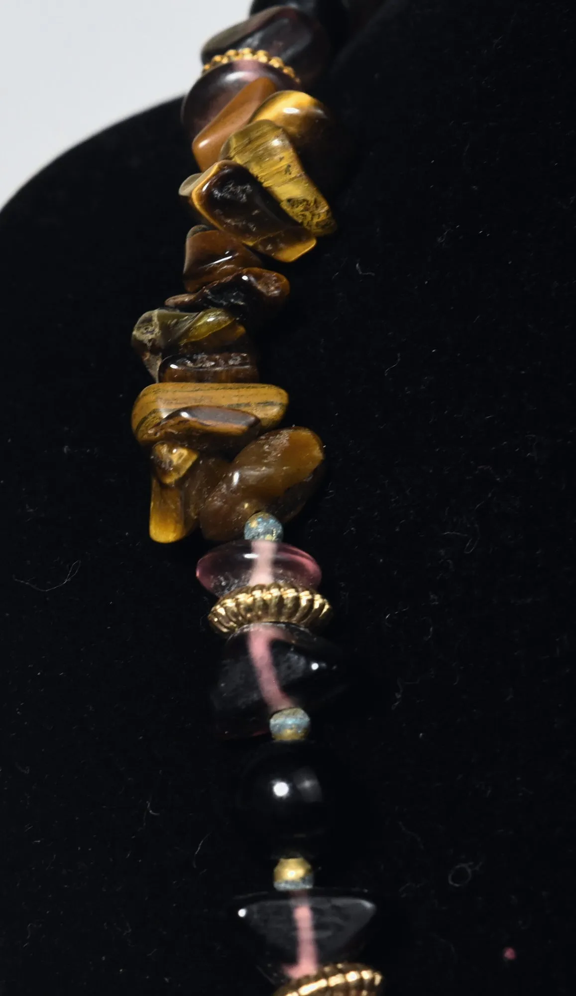 HEAVY Tiger's Eye and Black Onyx Beaded Necklace