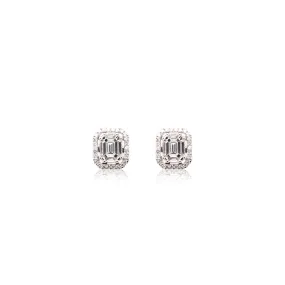 Illusion Emerald Diamond Earrings