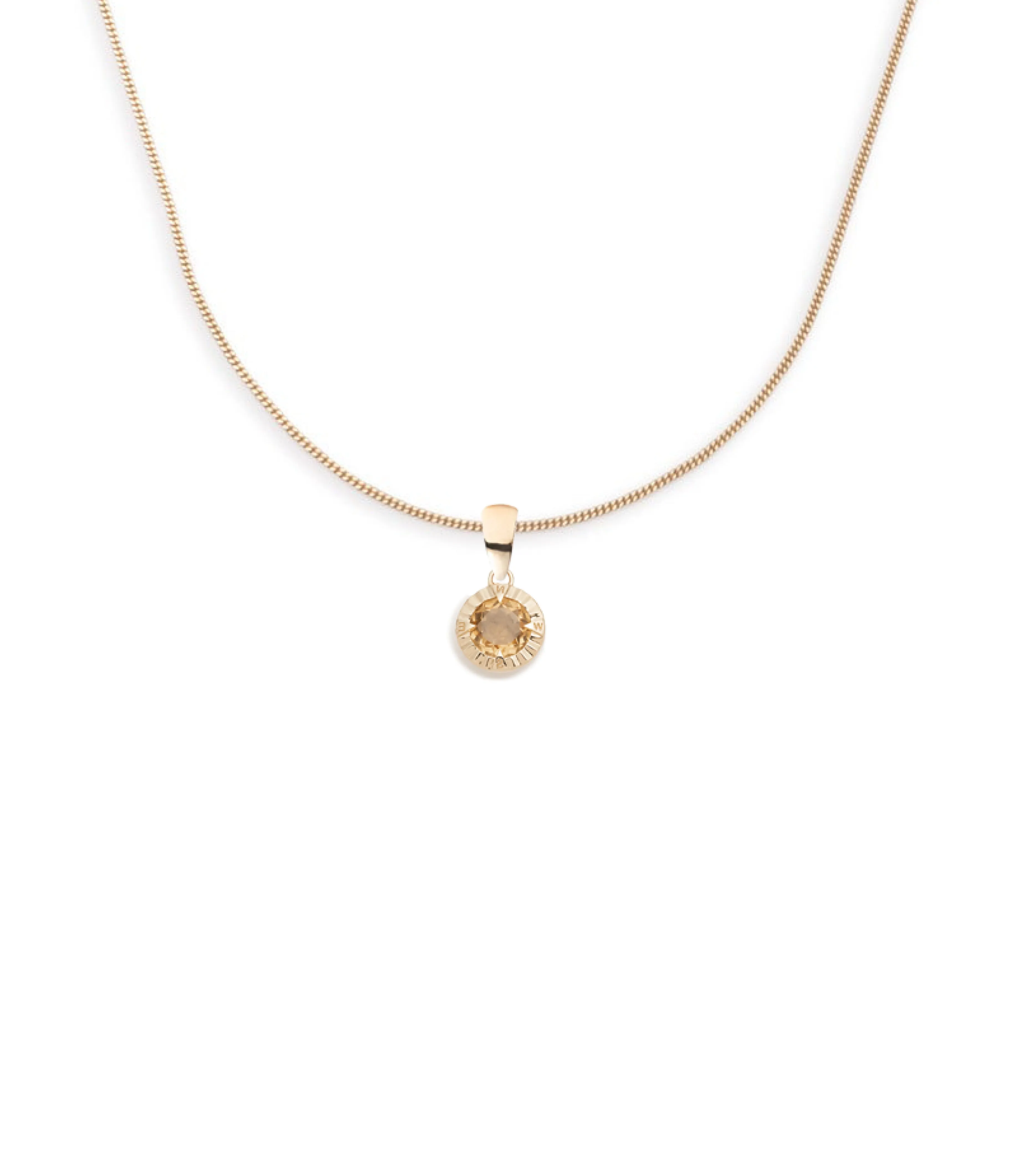 Internal Compass : Champagne Citrine Fine Diamond Cut Curb Necklace