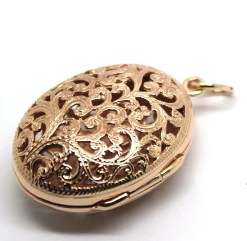 Kaedesigns New Genuine 9ct 9k Solid Yellow, Rose or White Gold Filigree Oval Pendant Locket