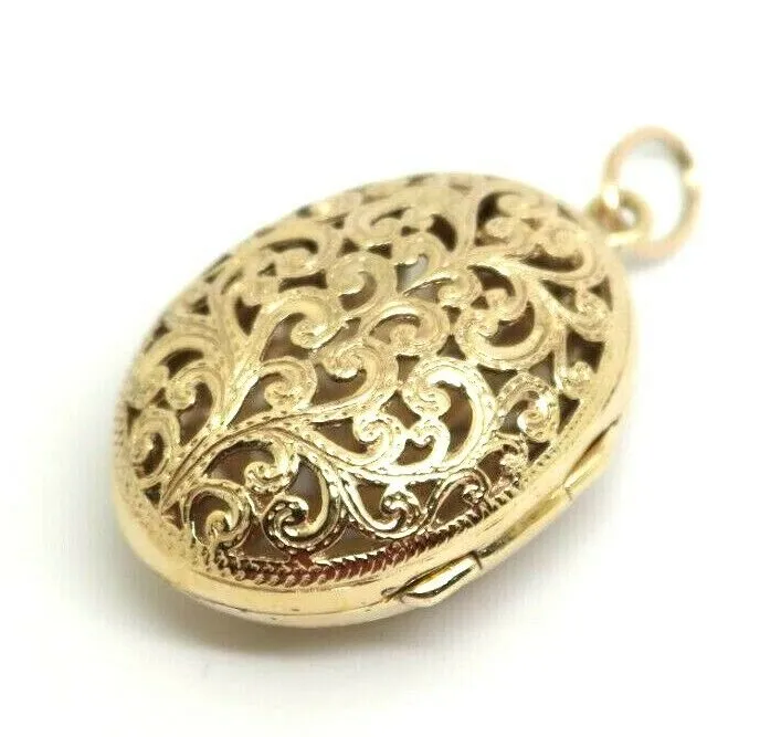 Kaedesigns New Genuine 9ct 9k Solid Yellow, Rose or White Gold Filigree Oval Pendant Locket