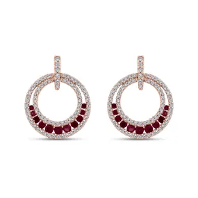 KATARINA Diamond and Ruby Dangle Earrings (1 cttw GH, I2-I3)