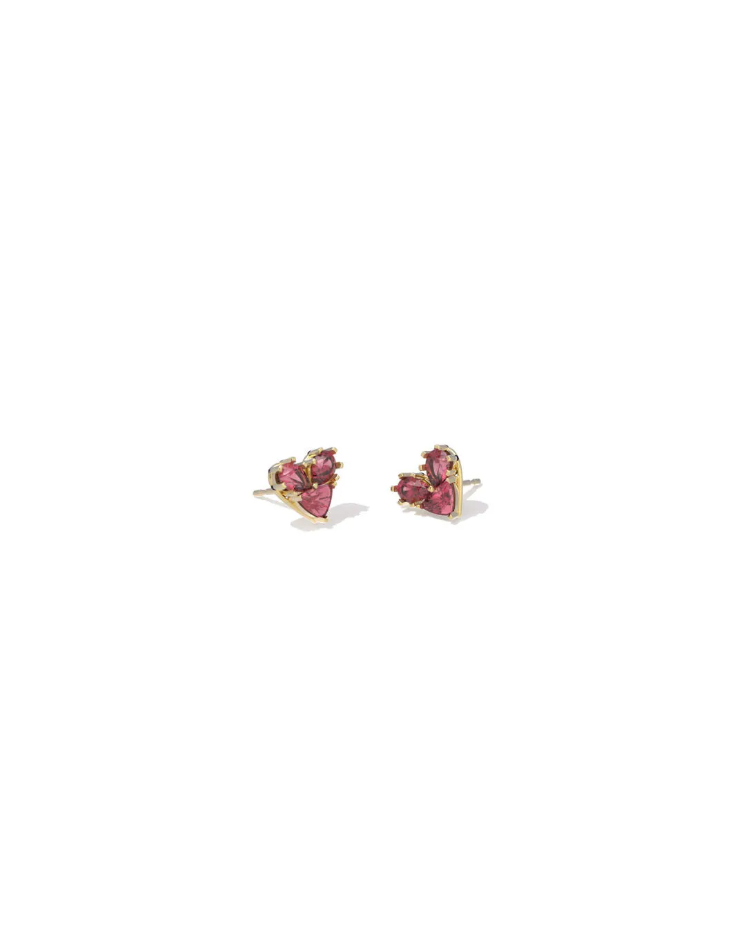 Katy Heart Stud Earrings Gold - Pink Glass