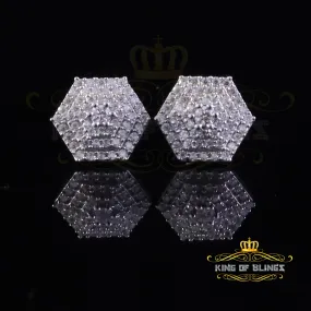 King of Bling's 1.0ct VVS 'D' Moissanite Men's/Womens 925 Silver White Hexogonal Stud Earrings