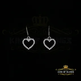 King of Blings- 925 White Silver 0.58ct Cubic Zirconia Cluster Women's Dangling Heart Earrings