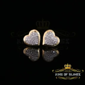 King of Blings-Aretes Para Hombre Heart 925 Yellow Silver 0.25ct Diamond Women's /Men's Earring