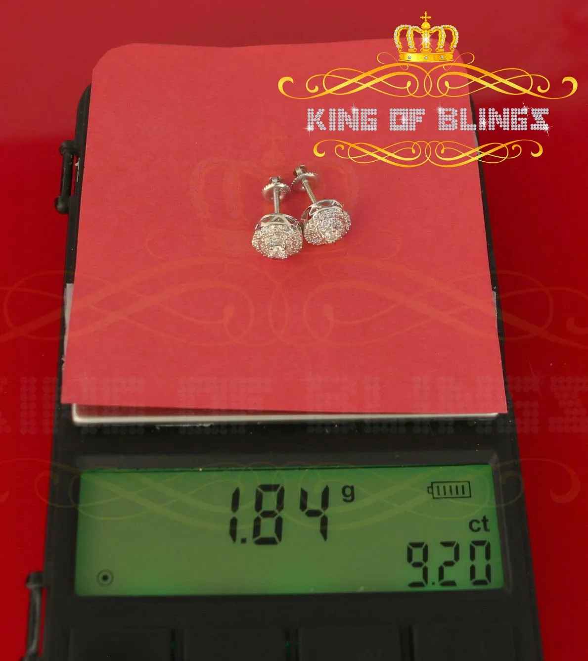 King of Blings- White Sterling Silver 0.78ct Cubic Zirconia Ladies 925 Hip Hop Round Earrings