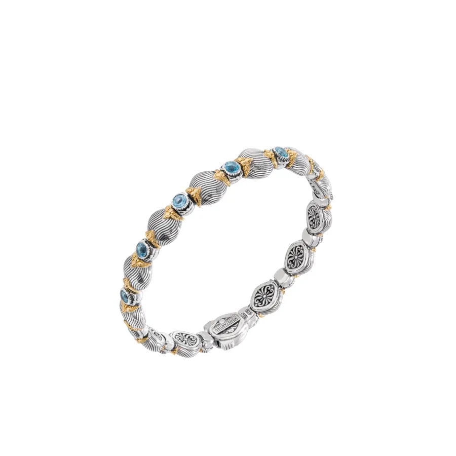 Konstantino Kyma Collection Sterling and Gold Refined Grace Sky Blue Topaz Bracelet